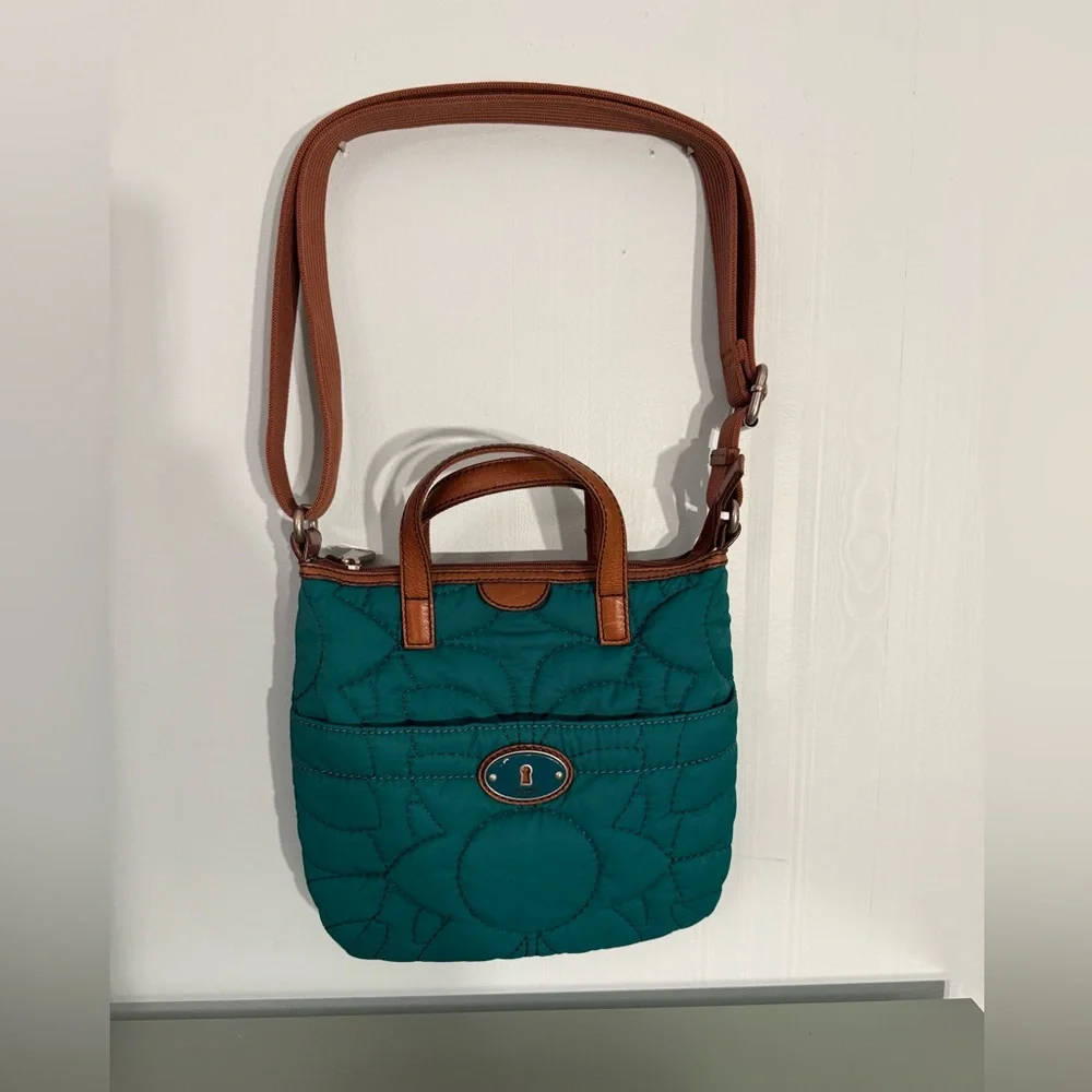 Fossil Green and Brown Crossbody Bag with Adjustable Strap - Picture 1 of 5